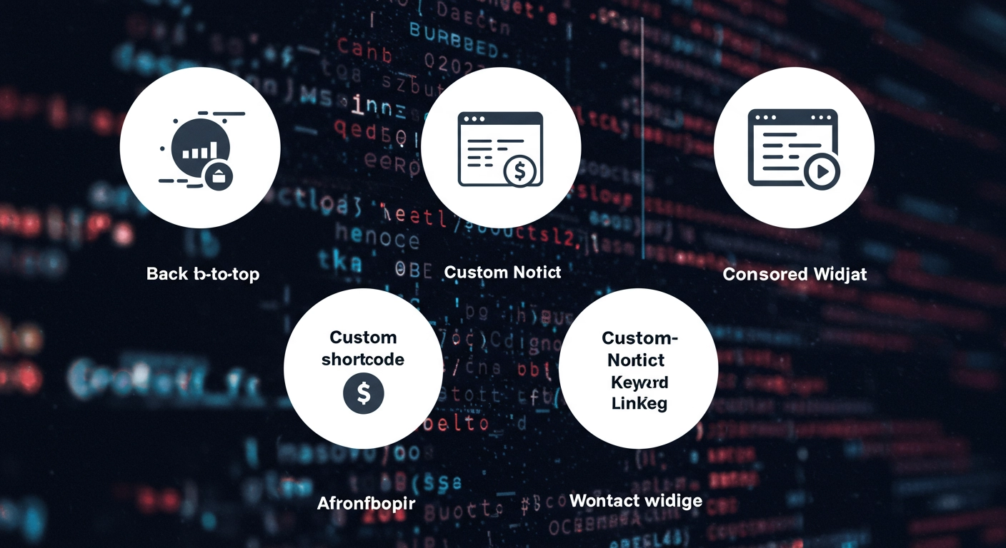 Collage of icons representing 5 useful micro-plugin ideas for WordPress that can be created with Kairos WP.